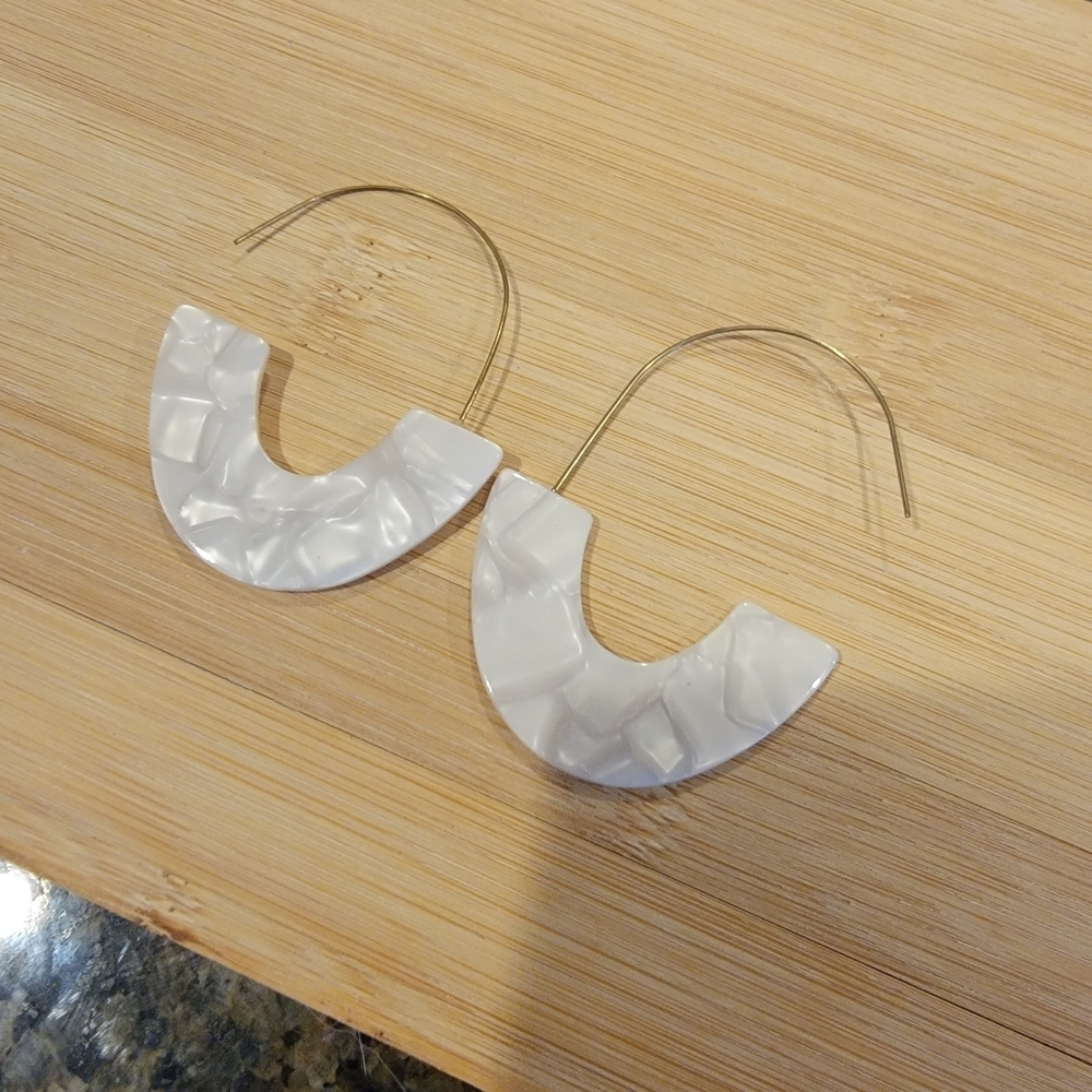 White Thread Through Earrings - image 3